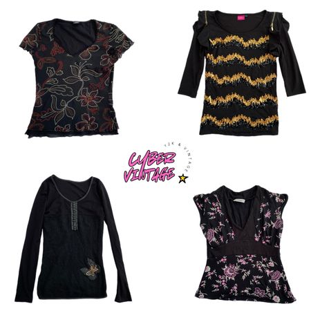 Vintage Y2K Black Sequin Embellished Top (MH-136)