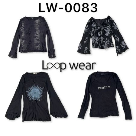 Top con maniche a campana e strass Whimsigoth Y2K