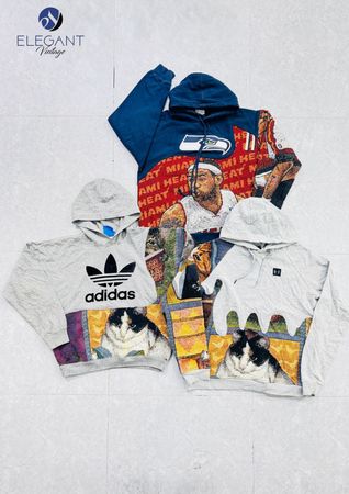 Upcycled Under Armour & Mix Branded Tapestry Hoodies - EVR0681