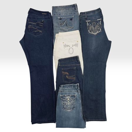 Jeans bordados acampanados de corte bootcut vintage Y2K