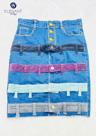 Jupes en denim multi-ceintures upcyclées - EVR0557