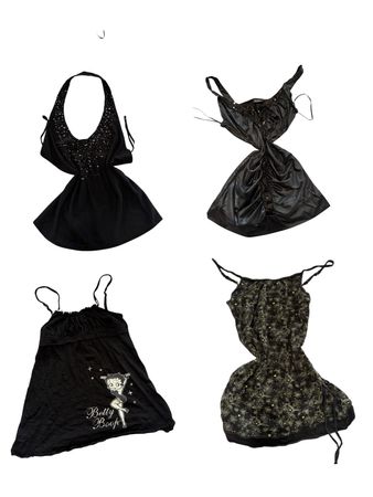 Y2K Black Shiny Ruched Cami Tops-ST-245