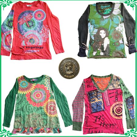 Y2K Desigual Long Sleeve Blouses Bundle
Retro Art Print Boho Tops - Lot A43