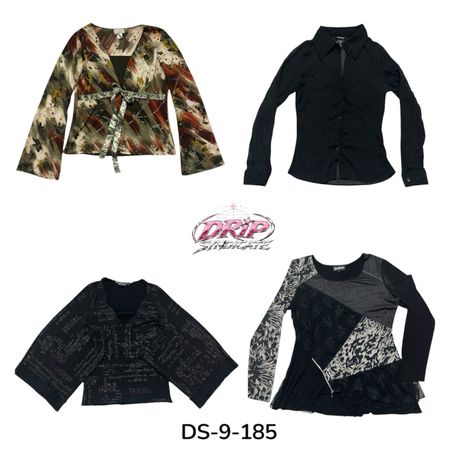Blusa Vintage de Poliéster de Manga Longa Y2K (DS-9-185)