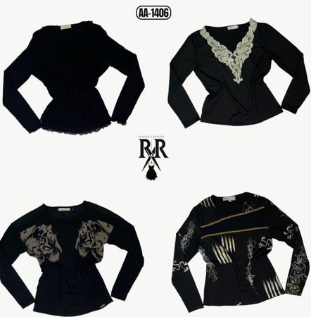 Y2K All Black Rave Full Sleeve Tops (AA-1406)