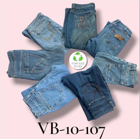 Y2K Vintage Jeans Bootcut Évasés Brodés Lot de Gros – Styles Assortis (VB-10-107) 9 pièces