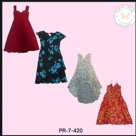Women's Printed Poly Dress – Vintage Y2K Everyday Style (PR-7-420)