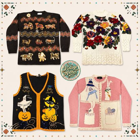 Vintage Heavy Knit Novelty Jumpers Mix: 10pcs (S1)