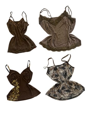 Y2K Brown Beaded Trim Camisoles-ST-268