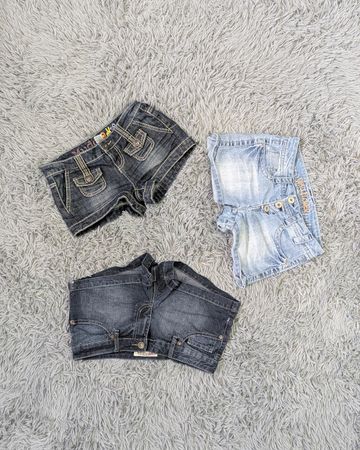 ***Y2K Mixed Rise Micro Mini Denim Shorts