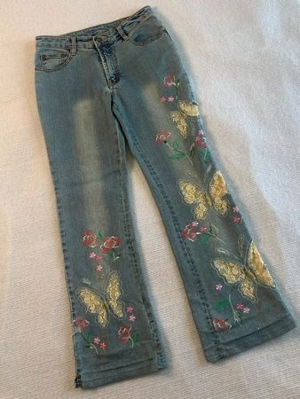 Women jeans embroidered Y2K