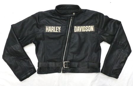 CR2057 UPCYCLED HARLEY-STYLE CROPPED MOTO LEATHER JACKET