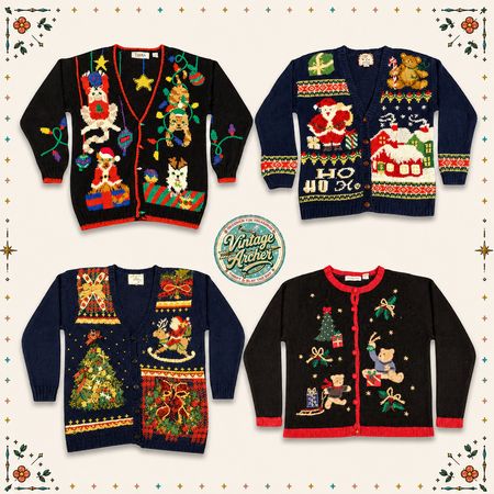 Vintage Heavy Knit Novelty Xmas Jumpers: 10pcs (CM2)