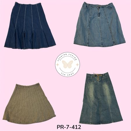 Women’s Y2K Denim Maxi Skirt – Vintage Streetwear Long Skirt (PR-7-412)