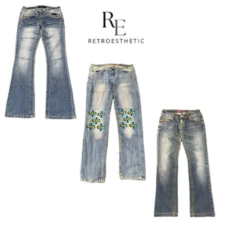 Y2K einzigartige Mädchen Denim Jeans RE-3649