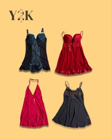 Vintage Red & Black Slip Dresses Y2K (Yv-864)