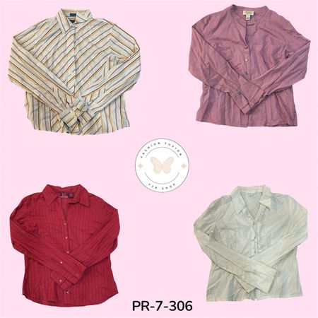 Women's Cotton Long Sleeve Blouse – Soft Everyday Casual Shirt (PR-7-306)