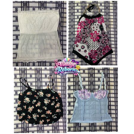 Y2K Vintage Sheer Mesh & Floral Cami Bundle | VR-351
