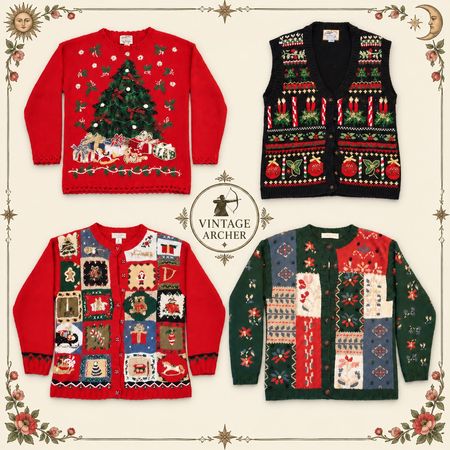 Vintage Heavy Knit Novelty Xmas Jumpers 10pcs (CM4)