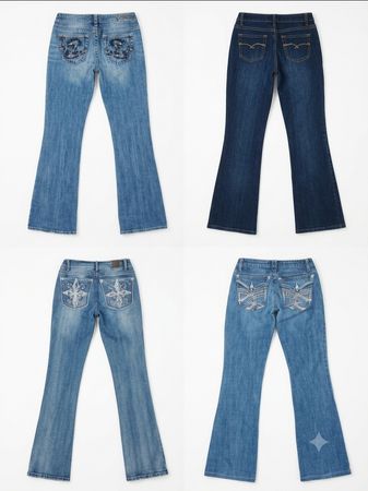Jeans Bootcut Flare com Bolso Decorado Y2K Lote(Z-07)