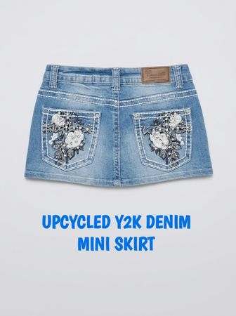 Upcycled Y2K Style Denim Skirt