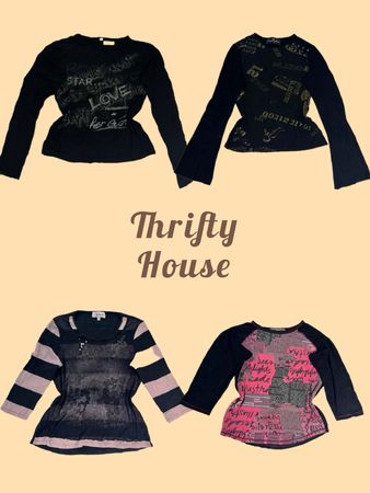 Y2K Graphic Long Sleeve Top Bundle(TH/622)
