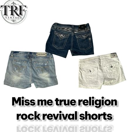 Y2k miss me true religion rock revival premium shorts #203