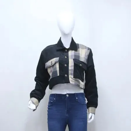 CR1032 Upcycled Repurposed Corduroy Plaid Jacket