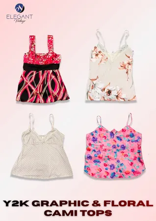Y2K Graphic & Floral Cami Tops - EV2355