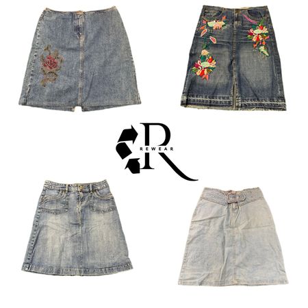 Jupe midi en denim de l'ère Y2K Cyber Girl RW-2431