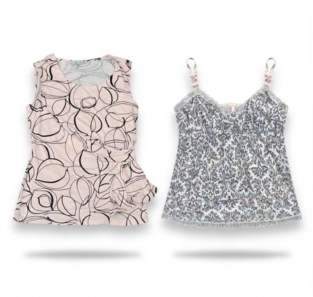 (FV-2084)     Vintage Y2K Monochrome Mesh & Cowl Neck Tops Bundle | Abstract Print Women’s Wholesale