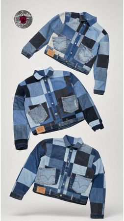Upcycelte Levi’s Denim-Patchworkjacke
