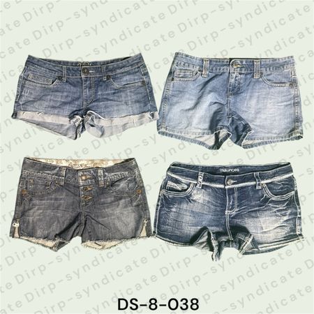 Y2K Low Rise Denim Mini Shorts | Vintage Wash Hot Pants (DS-8-038)