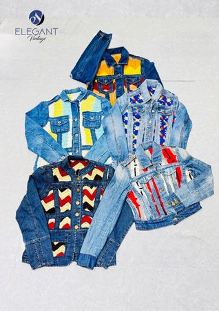 Vestes en patchwork de denim upcyclé et poncho - EVR0491