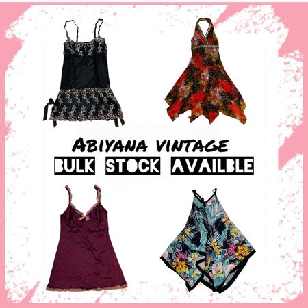 Y2K Slip Dress Mix - Black Mesh Embroidered, Red Abstract, Burgundy Satin & Tropical-AV-144