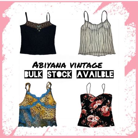 Y2K Cami Tops Bundle - Beaded Boho, Sheer Polka Dot, Leopard Lace & Floral Bustier -AV-192