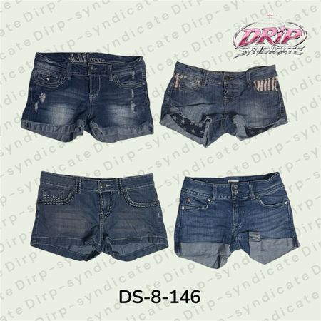 Y2K Denim Mini Shorts – Low Rise Vintage Style (DS-8-146)
