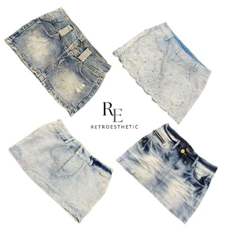 Y2K Paris Hilton Era Girl Denim Mini Skirts RE-3554