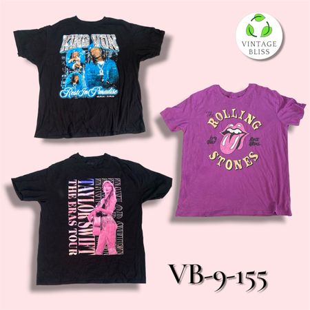 Music T-Shirt Short Sleeve Wholesale Bundle – Assorted Styles & Prints (VB-9-155) 15 piece