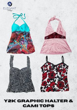 Y2K Graphic Halter&Cami Tops - EV2402