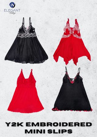Y2K Bestickte Mini Slips - EV2394