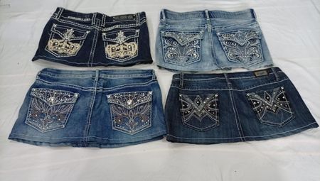 CR11092 Upcycled Y2K Mini Denim Skirts