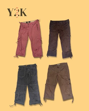 Y2K Retro Utility Cargo Capri Pants (Yv-847)