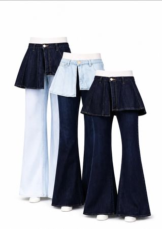 CR2061 Upcycled Layered Flare Denim