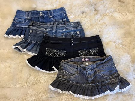 Jupe mini à volants en denim Y2K recyclé