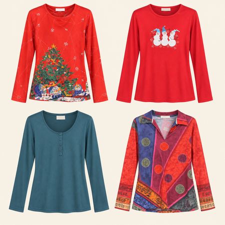 Y2K Christmas Long Sleeve Tops Bundle