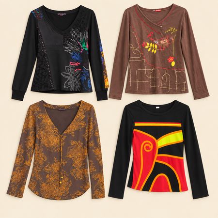 Y2K Artsy Grunge Long Sleeve Tops