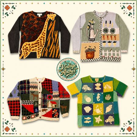 Vintage Heavy Knit Novelty Jumpers Mix Bundle: 10pcs (S3)