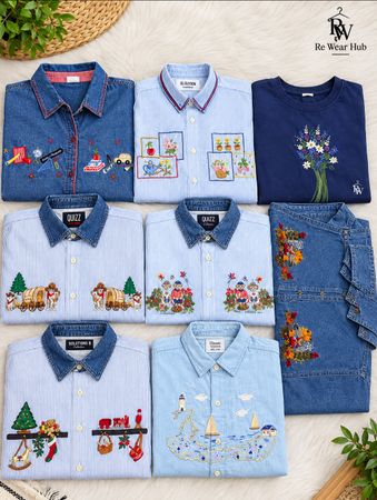 Vintage Denim & Christmas Shirts Embroidered