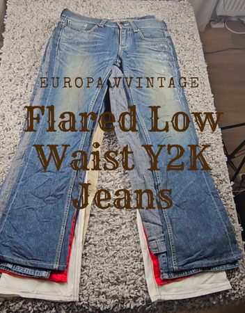 Jeans Bootcut a Vita Bassa Svasati Y2K a Gamba Larga Non Marchiati